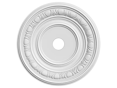 White Decorative Ceiling Medallion With Ornate Pattern And Central Hole For Lighting Fixture 3d model