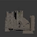 Ancient Medieval Castle Ruins Featuring Stone Towers Archways And Overgrown Vegetation