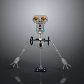 Mechanical Robot Design With Metallic Structure Orange Eyes And Articulated Limbs 3d model