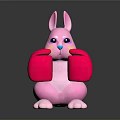 Cute Pink Rabbit Toy Figure With Blue Robot Arms And Red Boxing Gloves