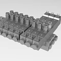 Industrial Hydraulic Manifold Valve Block With Multiple Cylinders And Metal Construction