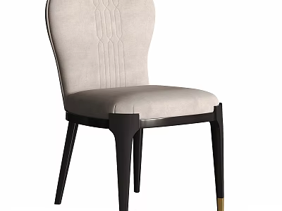 Modern Leisure Chair With Stitched Backrest Beige Fabric Upholstery And Black Legs With Gold Accents 3d model
