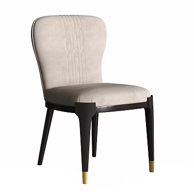 Modern Leisure Chair With Stitched Backrest Beige Fabric Upholstery And Black Legs With Gold Accents 3d model