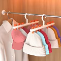 Multifunctional Clothes Hanger with Clips for Organizing Hats and Shirts in Wooden Closet