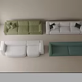 Modern Sofa Set in Green and White With Pillows And Sectional Design Features 3d model