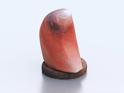 Beautiful Pink Natural Stone Decorative Piece Featuring Handcrafted Wooden Base Stand 3d model