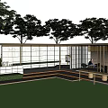 Modern gallery landscape gallery 3d model