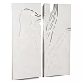 Abstract Modern Wall Decor with Black Curved Lines on White Background 3d model