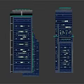 Cartoon Style Blue City Buildings 3D Rendered With Futuristic Lights And Skyscrapers