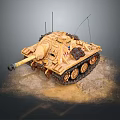 Detailed Sandy Brown Military Tank Model With Antenna Cannon Tracks And Storage Box