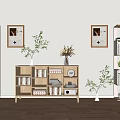 Solid Wood Corner Bookcase Side Cabinet Corner Cabinet Bookcase Sideboard Low Bookcase Decorative Cabinet Locker Combination 3d model