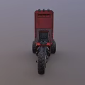 Red Double Deck Truck With Vintage Industrial Style And Large Wheels