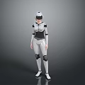Futuristic Tech Bodysuit Design With Black And White Armor And Helmet