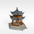 Technology Exhibition Hall Featuring Traditional Chinese Pavilion Model With Wooden Frame And Tile Roof