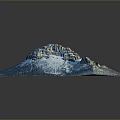 Blue 3D Landscape Model Featuring Snow Covered Mountains And Glaciers With Textured Terrain