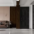 Modern Living Dining Room Interior With Brown Sofa Black TV And Round Coffee Table