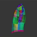 Colorful Grid Patterned Jacket With 3D Rendered Design And Extended Sleeves