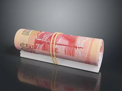 Organized Household Supplies With Rolled Banknotes Tied String And Stacked Paper 3d model