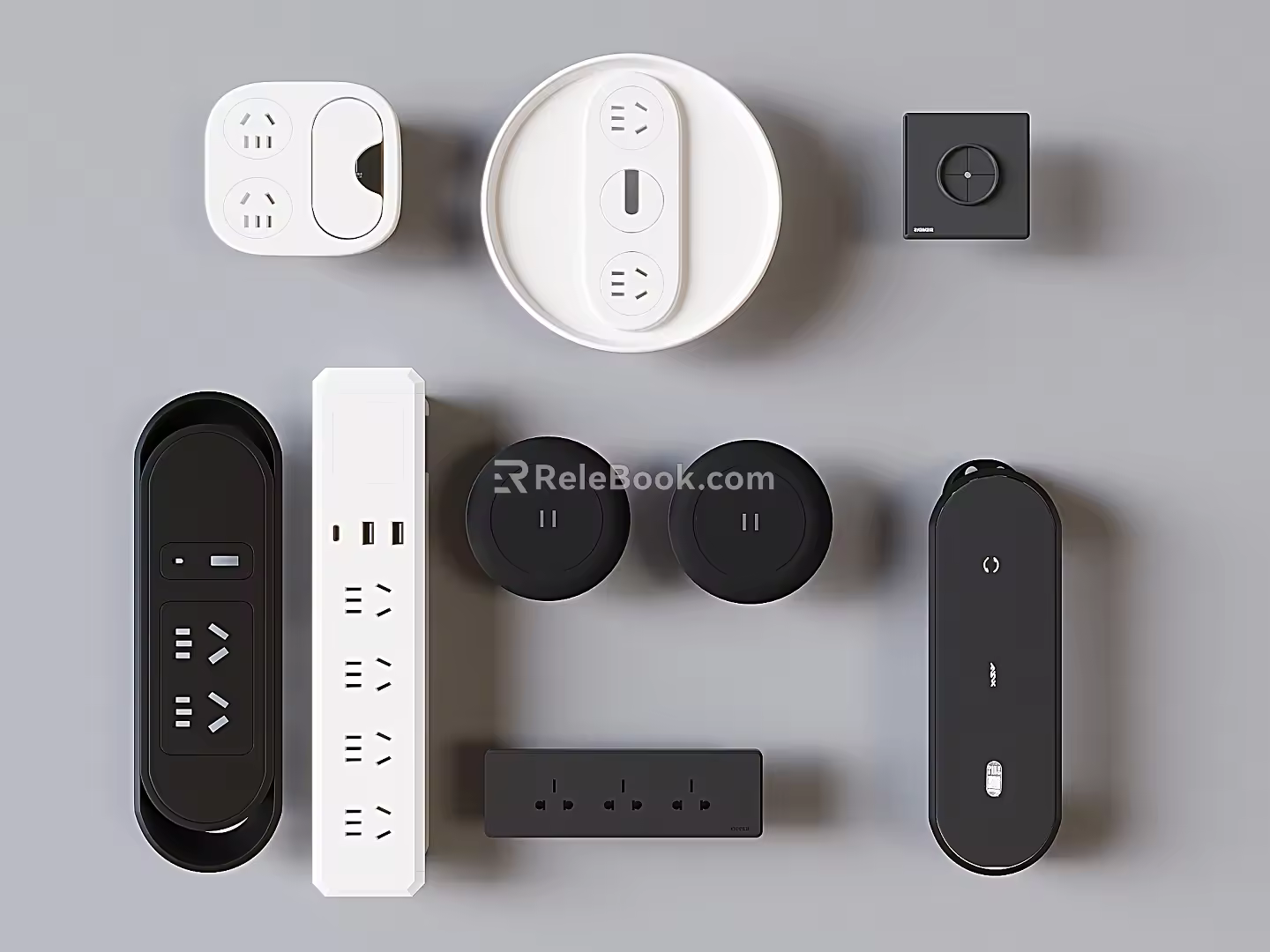 desk socket embedded socket desk box outlet usb multi-function socket 3d model