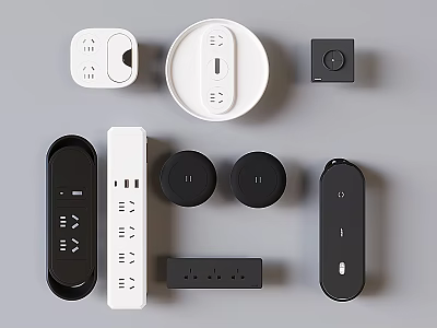 Modern Switch Panels With Sleek Design White Black Colors Round Rectangular Shapes Functional Buttons 3d model