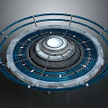 Industrial Circular Mechanical Component With Blue Outer Ring Multiple Concentric Circles And Central White Section