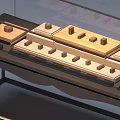Museum Exhibition Showcase With Glass Display Case And Historical Building Model