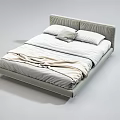 Modern Double Bed With Upholstered Headboard White Bedding And Folded Blanket 3d model