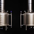 Stainless Steel Vertical Industrial Equipment With Ladders Platforms And Bottom Valves Pipes