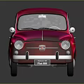 Red Vintage Car With Classic Design Round Body And White Wheels