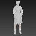 Woman in white nurse uniform with cap mask and gloves standing
