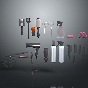 Perm Hair Dryer Electric Clip Wooden Comb Electric Flipper Hair Tools Hair Products Straightener 3d model