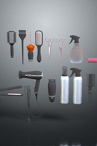 Perm Hair Dryer Electric Clip Wooden Comb Electric Flipper Hair Tools Hair Products Straightener 3d model