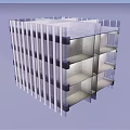 Modern Building Facade Featuring Glass Curtain Wall And Metal Frames For Multi Storey Structure 3d model