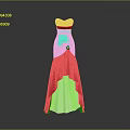 Elegant Red Strapless Long Dress With Ruched Design And White Lining