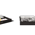 Elegant Decorative Ornament Set With Black Trays Transparent Containers And Small Decor Items