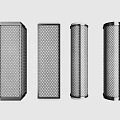 Cylindrical and Rectangular Filtration Columns with Mesh Design and Metal Frame 3d model