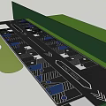 Parking Lot Layout With Green Areas And Organized Parking Spaces Design