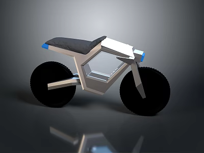 Modern Minimalist Motorcycle With Silver Frame Black Seat And Blue Accents 3d model