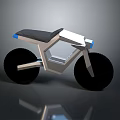 Modern Minimalist Motorcycle With Silver Frame Black Seat And Blue Accents