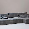 Modern Gray L shaped Sectional Sofa With Soft Fabric And Decorative Pillows 3d model