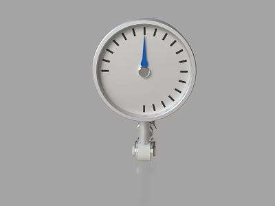 Round Clock With White Dial Black Markings Blue Hands Silver Frame and Stand 3d model
