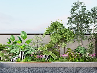 Courtyard landscape landscaping plant combination green plant flowers and plants pile 3d model