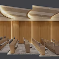 Modern Conference Room Interior With Wooden Walls Podium And Large Screen