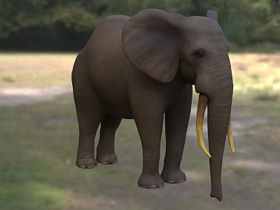 Reptile Crocodile Lying Near Water Area With Green Grass And Trees Background 3d model