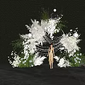 Elegant Floral Arch Decoration With White Purple Flowers And Feather Ornaments