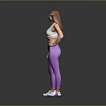 Stylish Fitness Activewear Set Including White Top Purple Leggings Sneakers Smartwatch And Band