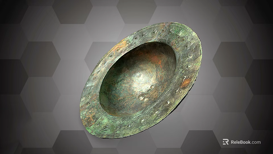 Vintage Decorative Ornament Set Featuring Bronze Bowl Shaped Design With Embossed Studs 3d model 
