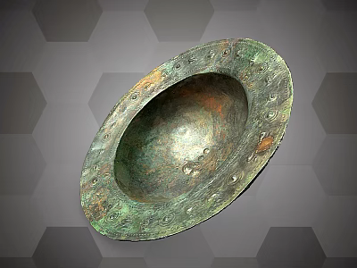 Vintage Decorative Ornament Set Featuring Bronze Bowl Shaped Design With Embossed Studs 3d model