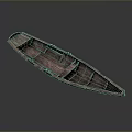 Traditional Wooden Boat With Slender Hull And Natural Wood Planks