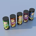 Lay's Stax Potato Chips Cans Lined Up With Assorted Flavors And Colors